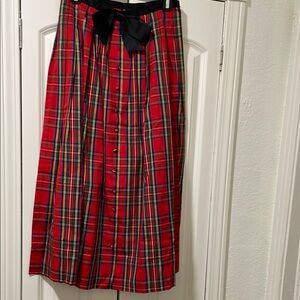 Plaid Red Skirt with Black Bow